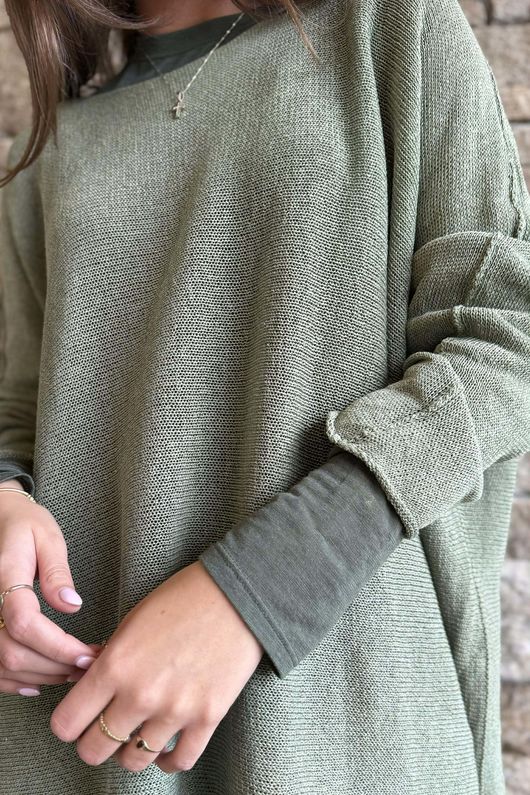 Conrad Slouch Cotton Knit Khaki